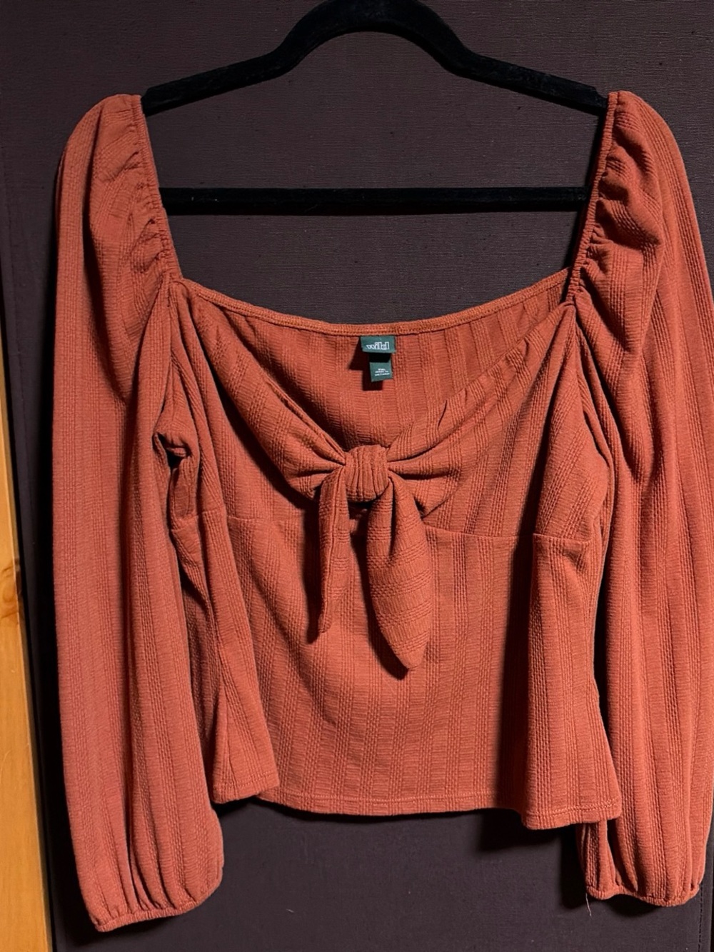 Wild Fable brown tie front top size xxl off or on shoulder